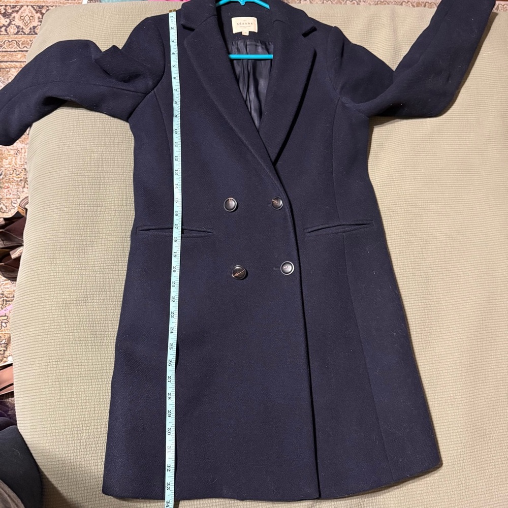 Sezane Johnson Coat Peacoat Wool Navy Blue Size 34 US 2 - Picture 10 of 11